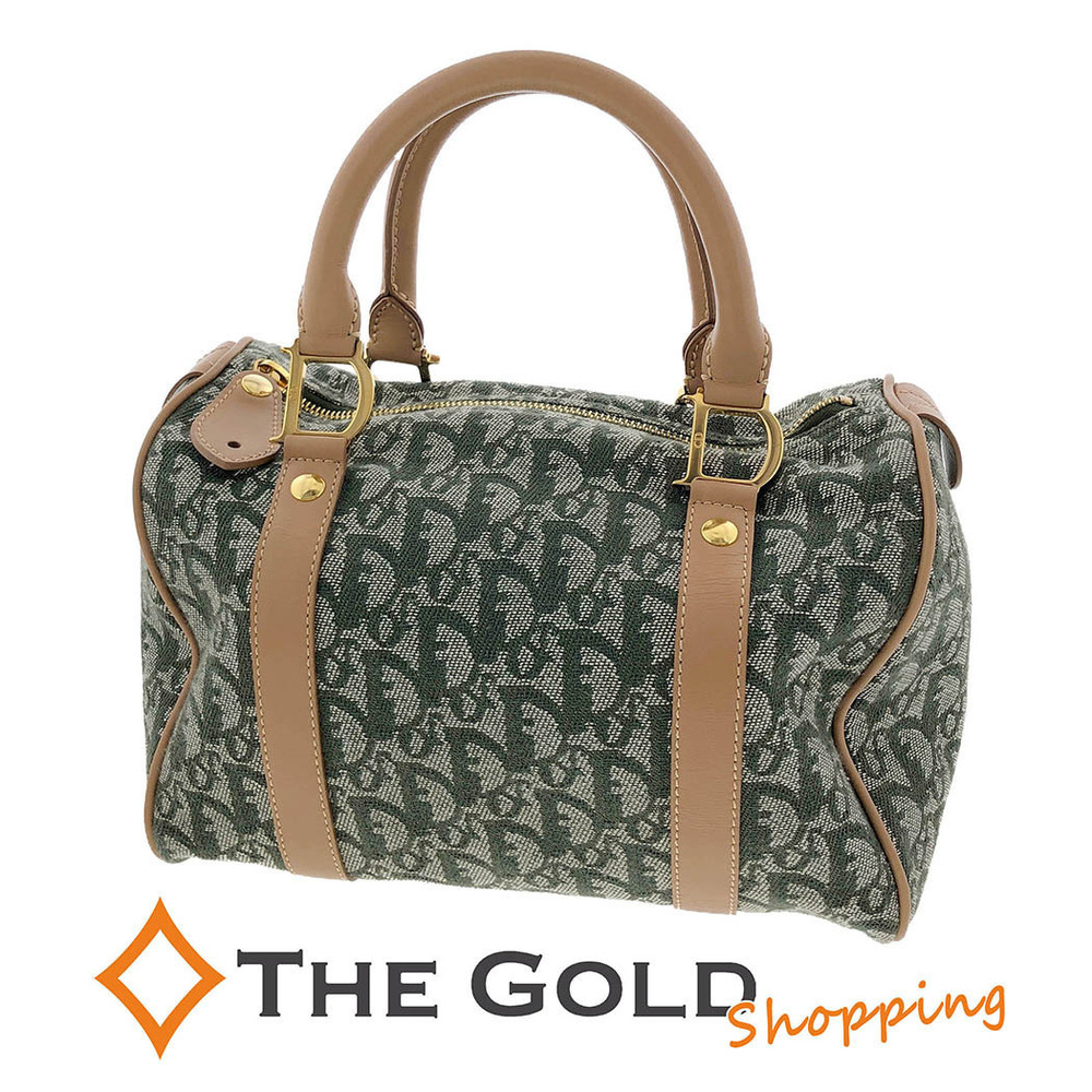 Christian Dior Boston Bag Trotter Leather Khaki Green